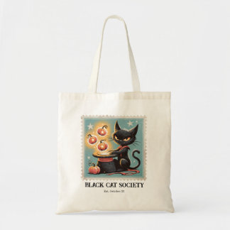 Vintage Schwarze Katze Halloween Tragetasche