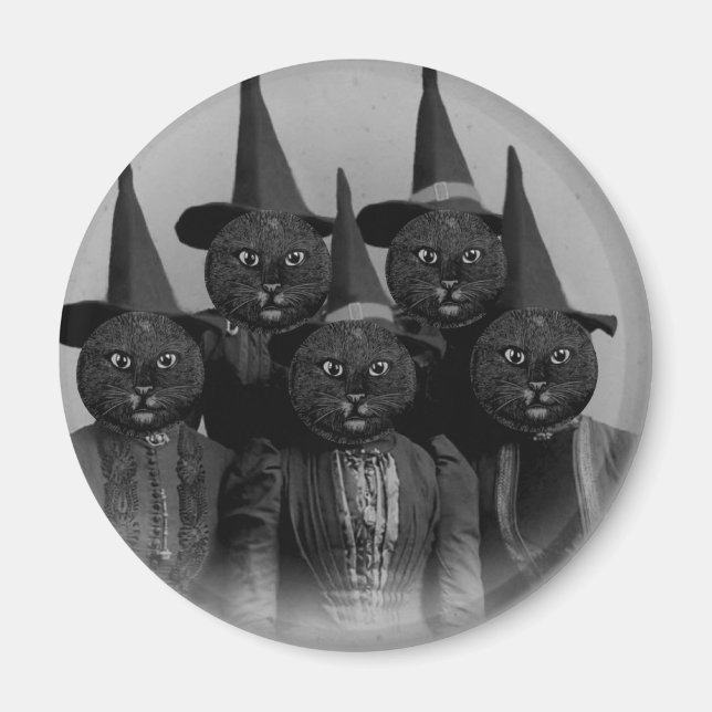 Vintage schwarze Katze/Hexen Magnet (Vorne)