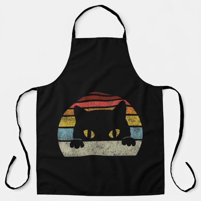 Vintage schwarze Katze Lover, Retrostil Schwarze K Schürze (Vorderseite)