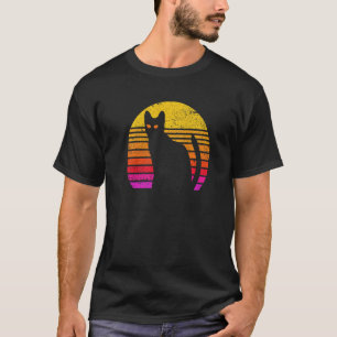 Vintage schwarze Katze Retro abgenutzt  Kätzchen K T-Shirt
