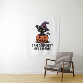 Vintage Schwarze Katze Vorsicht Wandteppich