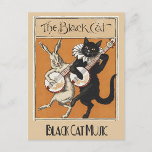 Vintage Schwarze Katze Werbeplakat Postkarte