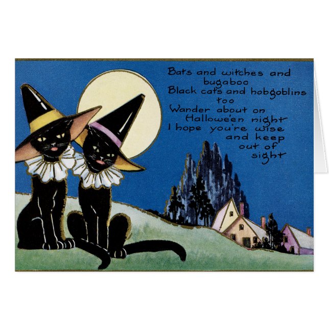 Vintage schwarze Katzen Halloweens addieren (Vorderseite (Horizontal))