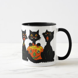 Vintage schwarze Katzen-Tasse Dreißigerjahre Tasse