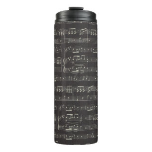 Vintage Schwarze Musiknote Muster Musiker Thermosbecher