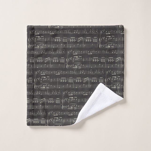 Vintage Schwarze Musiknote Muster Musiker Waschlappen (Waschlappen)