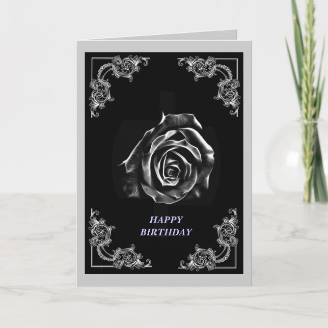 Vintage schwarze Rose auf schwarzem Hintergrund Karte (Vorderseite)