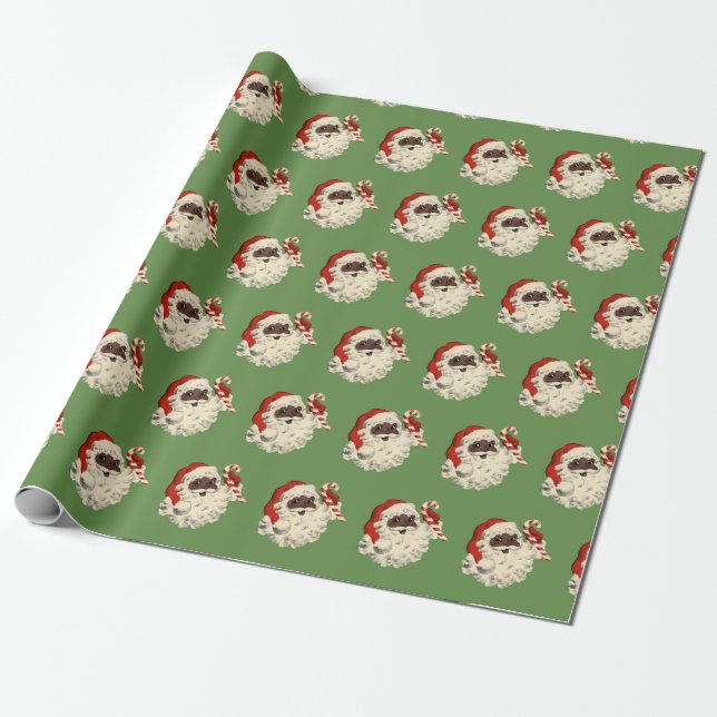 Vintage schwarze Sankt mit Zuckerstange Geschenkpapier (Ungerollt)