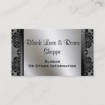 Vintage Schwarze Spitzenrosen Gold Visitenkarten