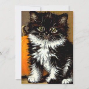 Vintage schwarze und weiße Halloween-Katze Save The Date