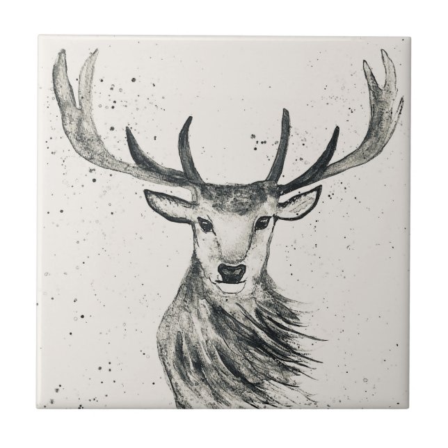 Vintage schwarze und weiße Wildtiere Fliese (Vorderseite)