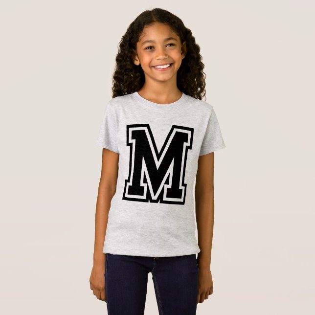 Vintage Schwarze Uni Monogramm T-Shirt (Vorne ganz)
