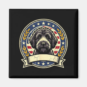 Vintage schwarzer Labradoodle Hund Retro Art Desig Magnet