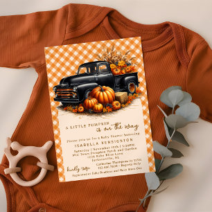 Vintage schwarzer LKW - eine kleine Kürbis-Baby-Pa Einladung