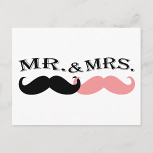 Vintage schwarzer und rosa Schnurrbart Postkarte