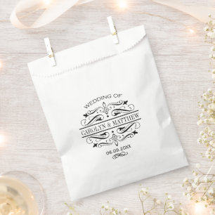 Vintage Schwarzes Monogramm Hochzeit Geschenktütchen