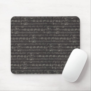 Vintage schwarzes Notenmuster Musiker  Mousepad