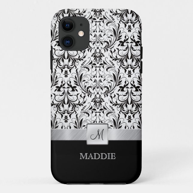 Vintage Schwarztöne mit Monogramm Case-Mate iPhone Hülle (Rückseite)