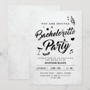 Vintage Schwarzweiss-Bachelorette Einladung