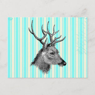 Vintage Schwarzwild Aquamarine Streifen Postkarte