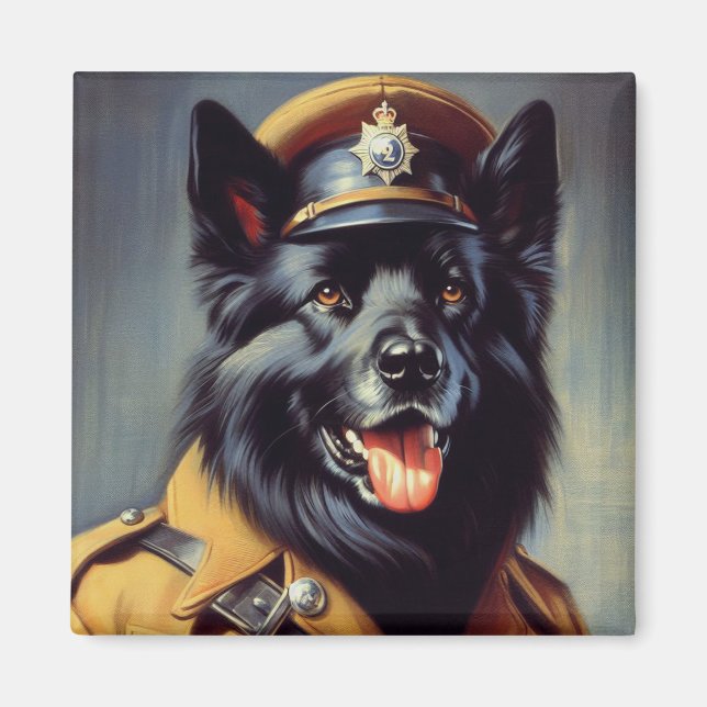 Vintage Schwarzwurtenmalerei Magnet (Vorne)