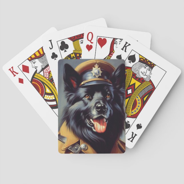 Vintage Schwarzwurtenmalerei Spielkarten (Rückseite)