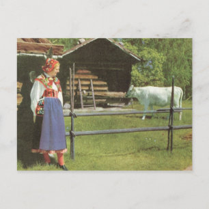 Vintage Schweden, traditionelle Farmhofszenene Postkarte