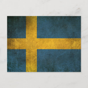 Vintage schwedische Flagge mit Abnutzungsspuren Postkarte