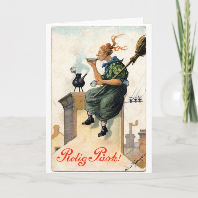 Vintage schwedische Ostermalkarte Feiertagskarte (Vorderseite)