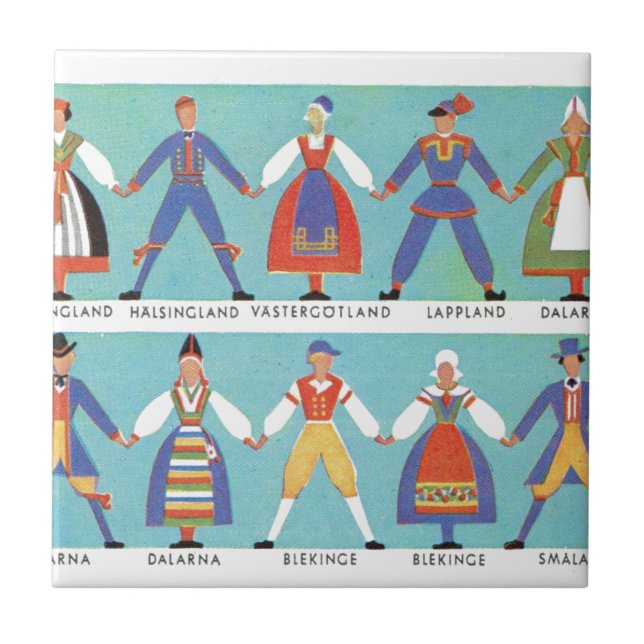 Vintage schwedische regionale Kostüme Fliese (Vorderseite)