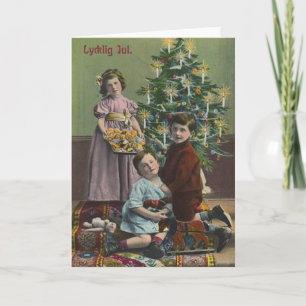 Vintage schwedische Weihnachtsgrußkarte Feiertagskarte