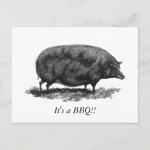 Vintage Schwein GRILLEN-Einladungskarte Einladungspostkarte