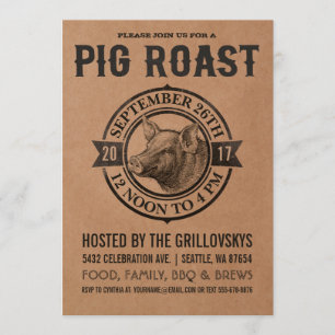 Vintage-Schweinebraten-Einladungen   Metzgerpapier Einladung