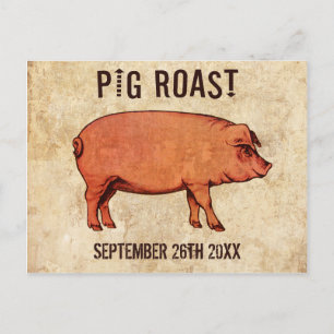 Vintage-Schweinebraten-Postkarten-Einladung IV Einladungspostkarte