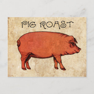 Vintage-Schweinebraten-Postkarten-Einladung VI Einladungspostkarte