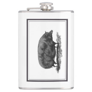 Vintage Schweinradierungsflasche Flachmann