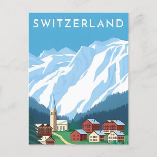 Vintage Schweiz Alpen Wintertourismus Europa Postkarte