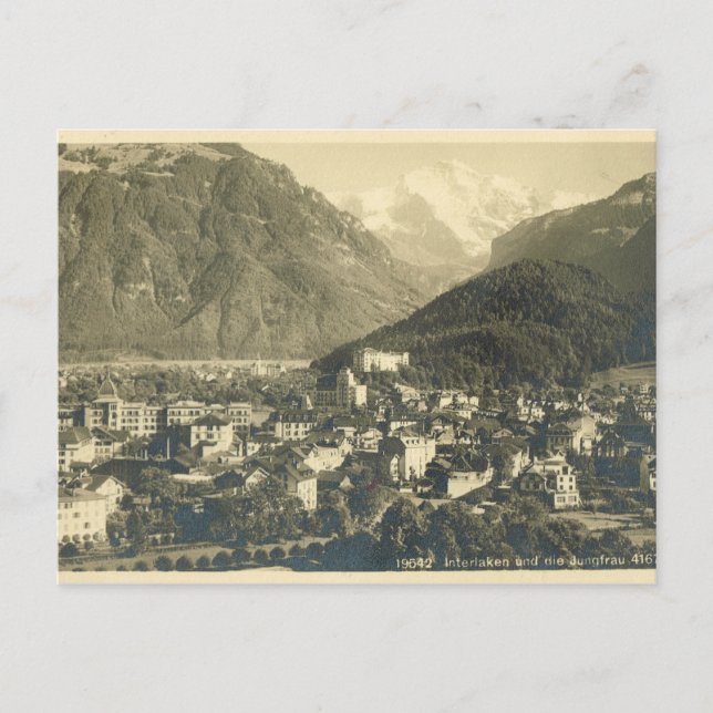 Vintage Schweiz, Interlaken und Jungfrau Postkarte (Vorderseite)