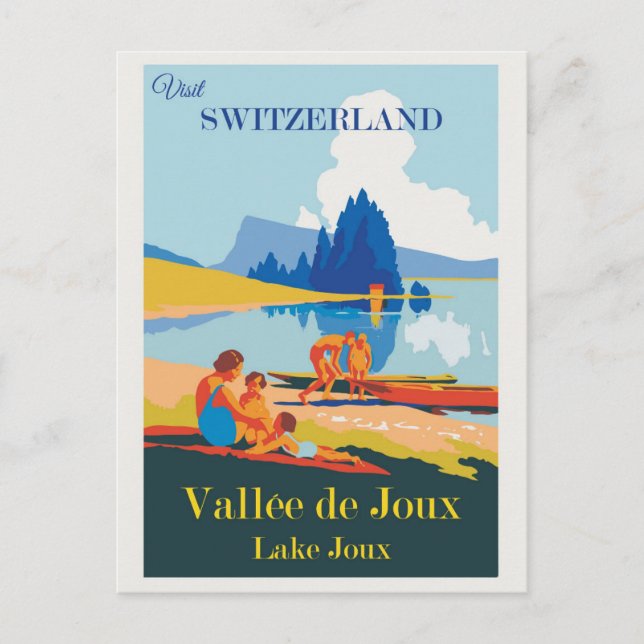 Vintage Schweiz Joux-Reise Postkarte (Vorderseite)