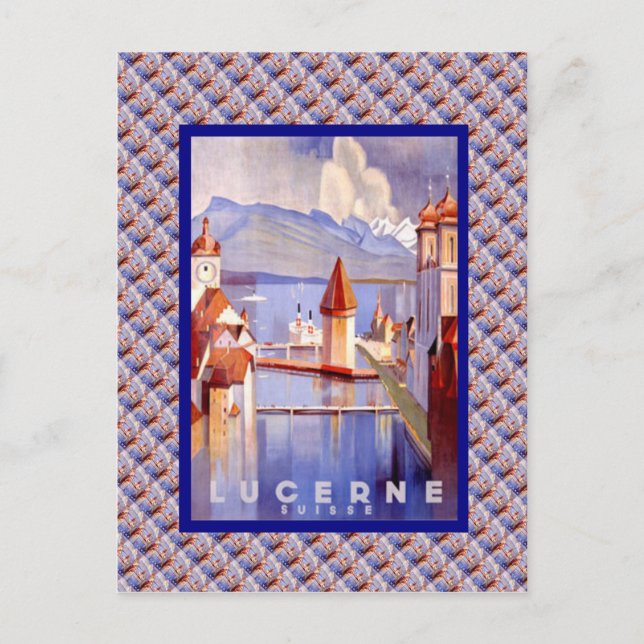 Vintage Schweiz, Luzern, Brücken Postkarte (Vorderseite)