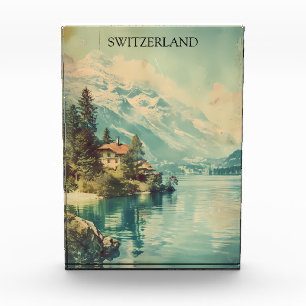 Vintage Schweiz Schweizer Alpen Bergblick Fotoblock