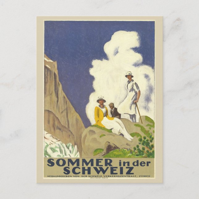 Vintage Schweiz Schweizer Alpen Sommerreise Postkarte (Vorderseite)