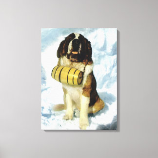 Vintage Schweiz, St. Bernhard Hund mit Brandy Leinwanddruck