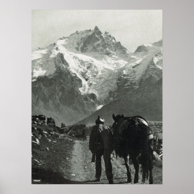 Vintage Schweiz, Strecke auf Jungfrau Poster (Vorne)