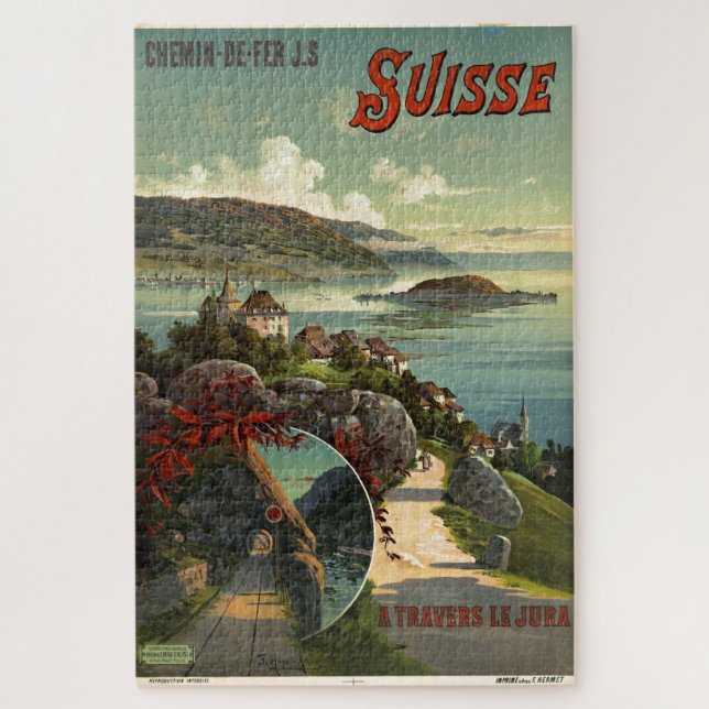 Vintage Schweiz Tourismus Illustration Art (Vertikal)