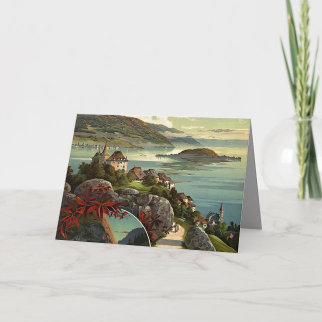Vintage Schweiz Tourismus Illustration Art Karte (Vorderseite)