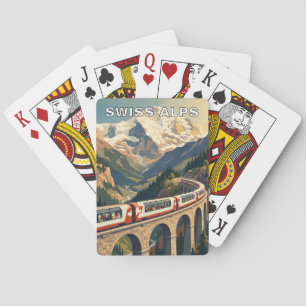 Vintage Schweizer Alpen Schweiz Reise Zug Spielkarten