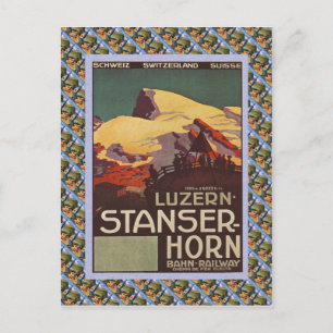 Vintage Schweizer Bahn Luzern Stanzerhorn Postkarte