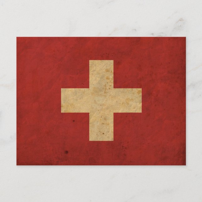 Vintage Schweizer Flagge Postkarte (Vorderseite)