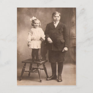Vintage Schwester und Bruder Postkarte